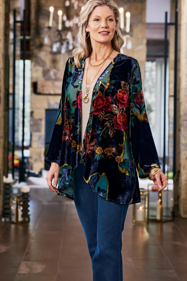 Clearance Soft Surroundings Aaliyah Floral Velvet Topper SecretGardenBurnout