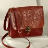 Hot Soft Surroundings Ada Embossed Leather Bag Caramel