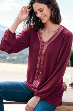 Hot Soft Surroundings Adornment Top Cabernet