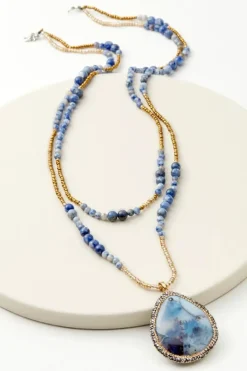 Fashion Soft Surroundings Afina Drop Necklace BlueLapis