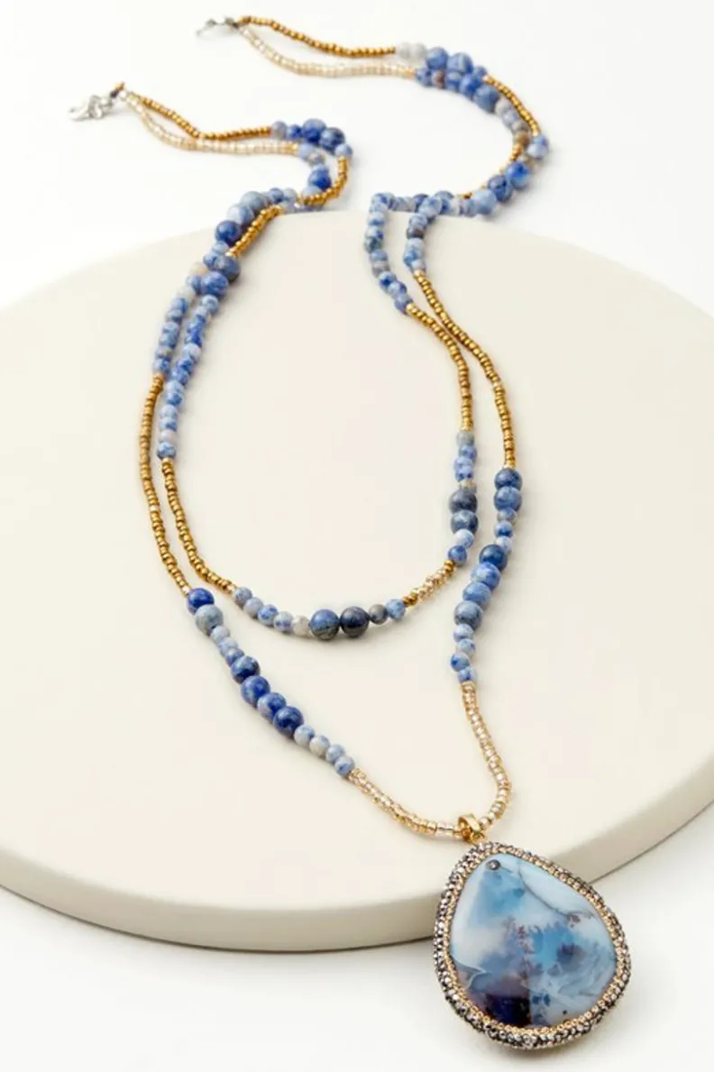 Fashion Soft Surroundings Afina Drop Necklace BlueLapis