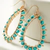 New Soft Surroundings Alea Beaded Hoop Earrings Turquoise