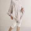 Hot Soft Surroundings Alexi Cable Knit Poncho Oatmeal