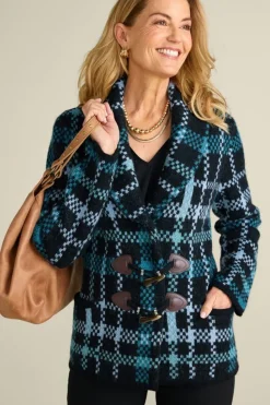Hot Soft Surroundings Alpine Plaid Sweater Coat NaturallyFallPlaid