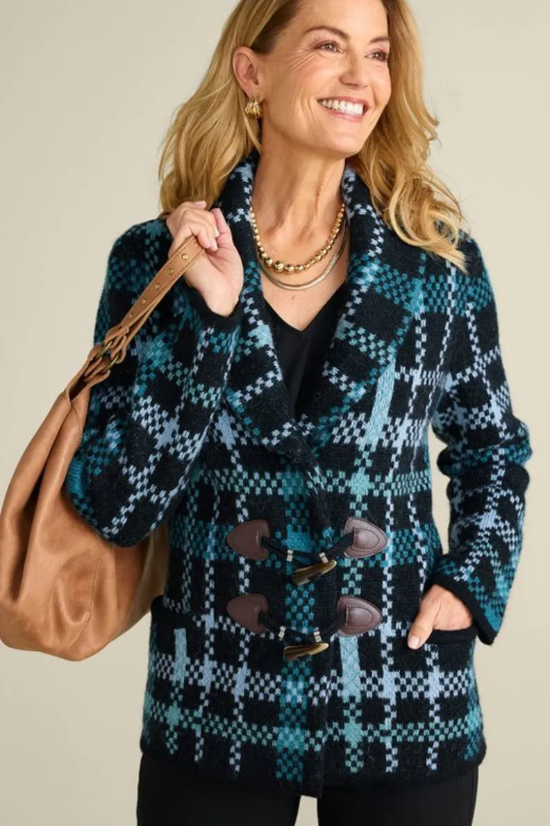 Hot Soft Surroundings Alpine Plaid Sweater Coat NaturallyFallPlaid