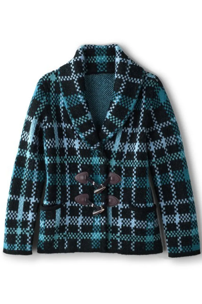 Hot Soft Surroundings Alpine Plaid Sweater Coat NaturallyFallPlaid