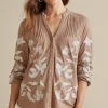 Sale Soft Surroundings Alva Embroidered Knit Top Beige