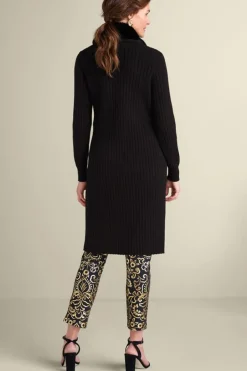 Clearance Soft Surroundings Amalie Faux Fur Collar Ribbed Cardigan Black