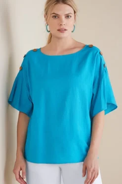 New Soft Surroundings Andrea Linen Blend Pullover