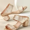 Hot Soft Surroundings Antelope Amelia Textured Sandal Gold