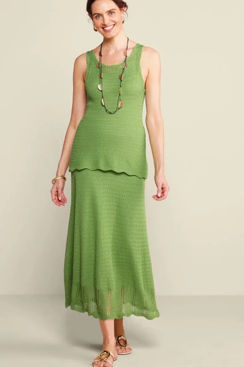 Fashion Soft Surroundings April Crochet Sweater Skirt PiquantGreen