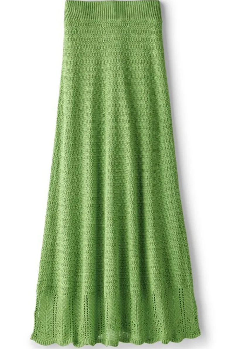 Fashion Soft Surroundings April Crochet Sweater Skirt PiquantGreen