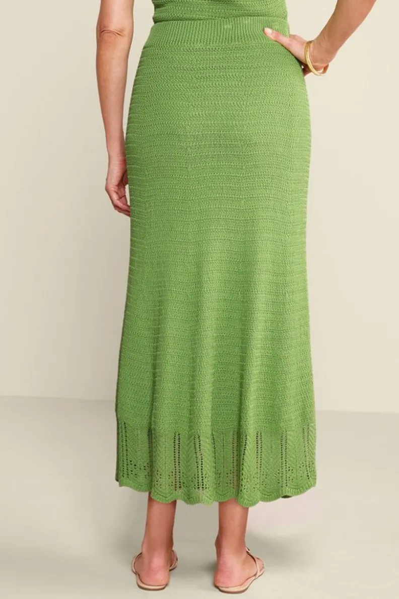 Fashion Soft Surroundings April Crochet Sweater Skirt PiquantGreen