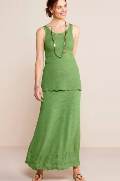 Best Soft Surroundings April Crochet Sweater Tank PiquantGreen