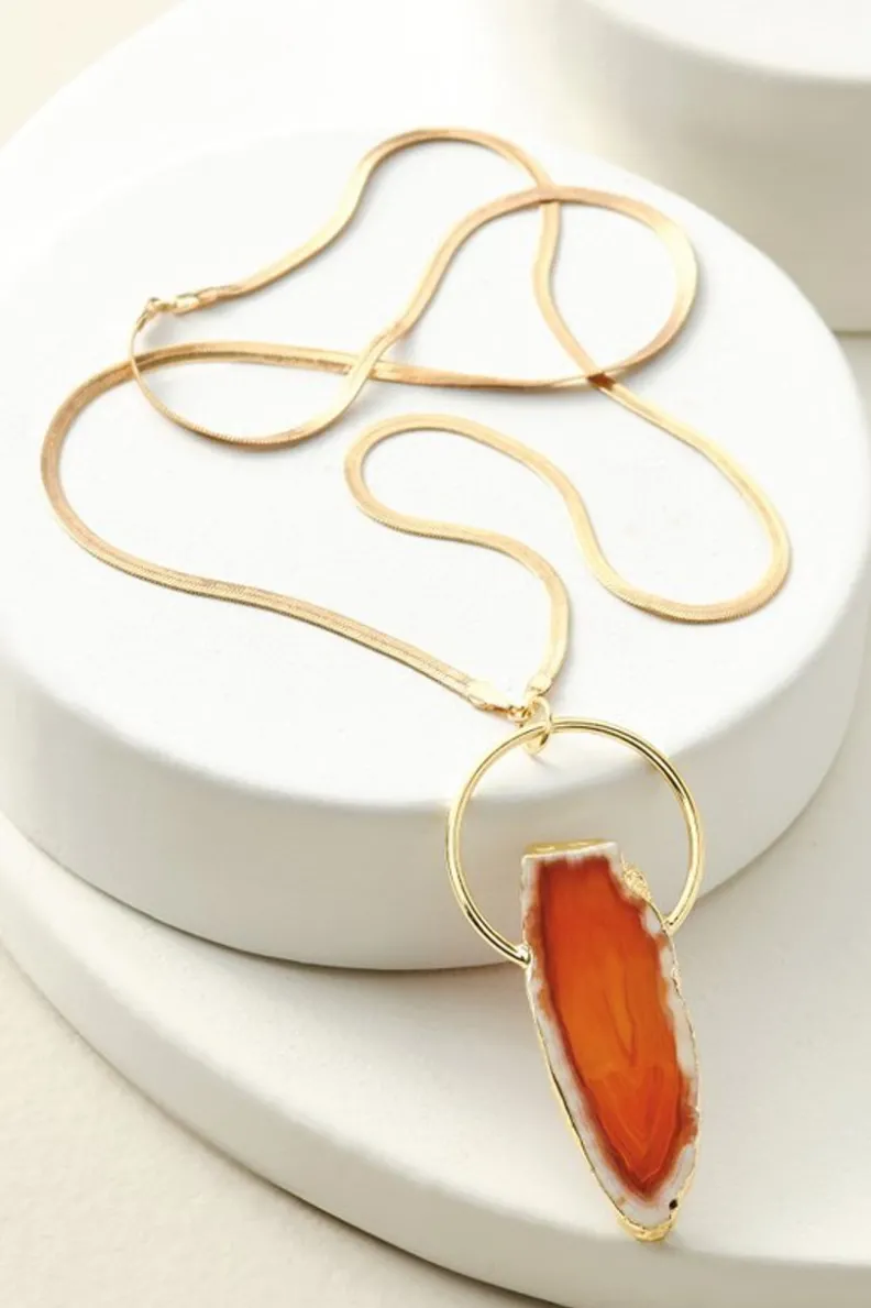 Sale Soft Surroundings Arista Halo Pendant Necklace ScarletOrange