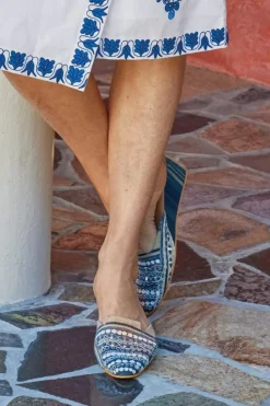 Discount Soft Surroundings Arizona Stripe Wedge Slide Blue