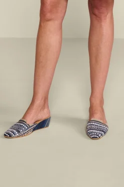 Discount Soft Surroundings Arizona Stripe Wedge Slide Blue