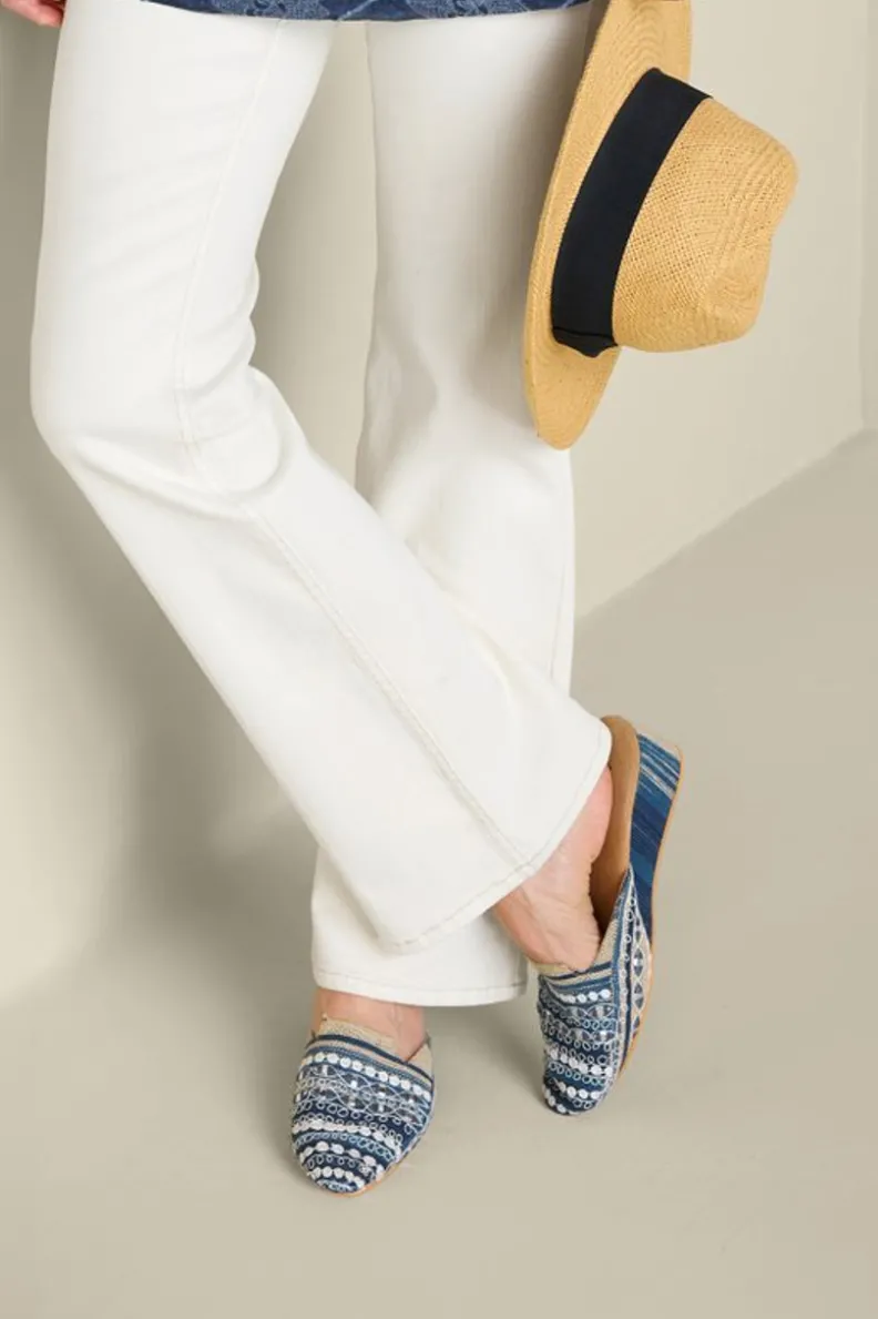 Discount Soft Surroundings Arizona Stripe Wedge Slide Blue