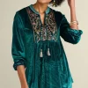 Hot Soft Surroundings Ashanti Embellished Velvet Tunic JuneBug