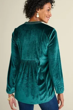 Hot Soft Surroundings Ashanti Embellished Velvet Tunic JuneBug