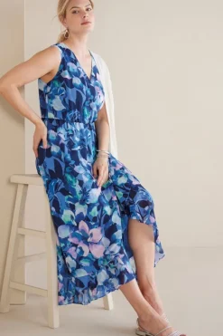 Discount Soft Surroundings Ashlyn Maxi Dress PurpleFloral