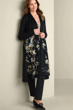 Clearance Soft Surroundings Ava Embroidered Cardigan Black