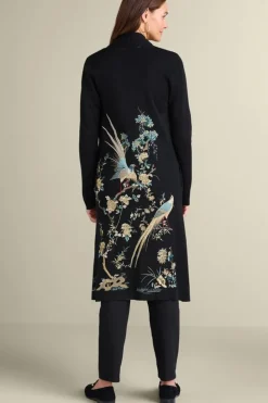 Clearance Soft Surroundings Ava Embroidered Cardigan Black