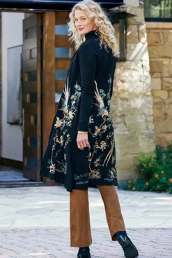 Clearance Soft Surroundings Ava Embroidered Cardigan Black