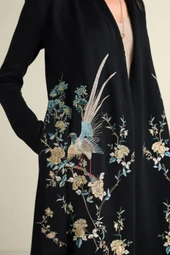 Clearance Soft Surroundings Ava Embroidered Cardigan Black