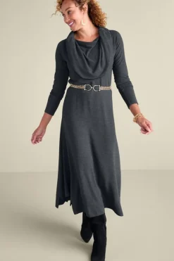 Discount Soft Surroundings B'call Knit Midi Dress CharcoalHeather