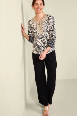 Outlet Soft Surroundings Bellamy Top PaoloPalm/OsascoBorder