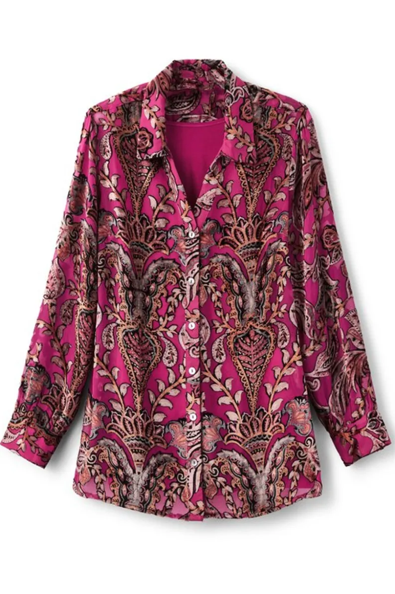 Fashion Soft Surroundings Bellarosa Velvet Tunic PinkScarfBurnout