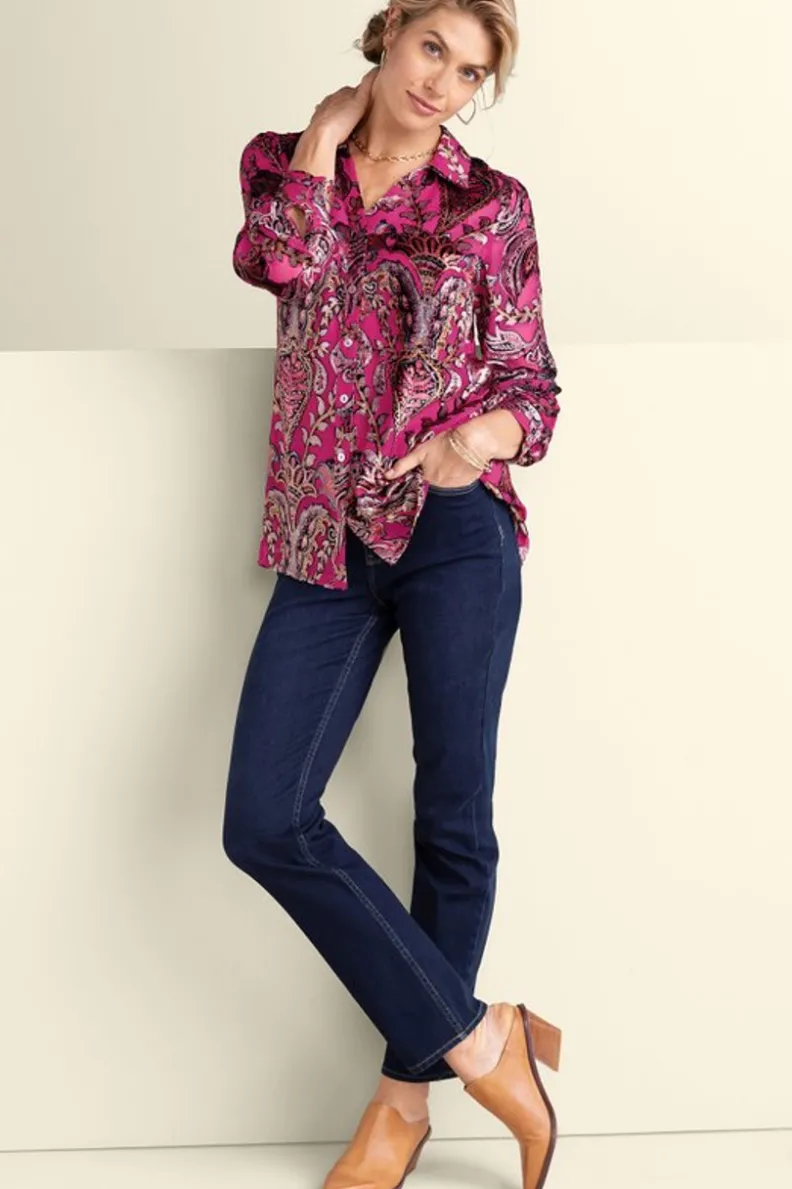 Fashion Soft Surroundings Bellarosa Velvet Tunic PinkScarfBurnout