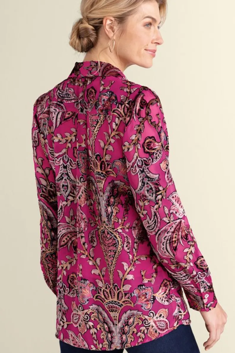 Fashion Soft Surroundings Bellarosa Velvet Tunic PinkScarfBurnout