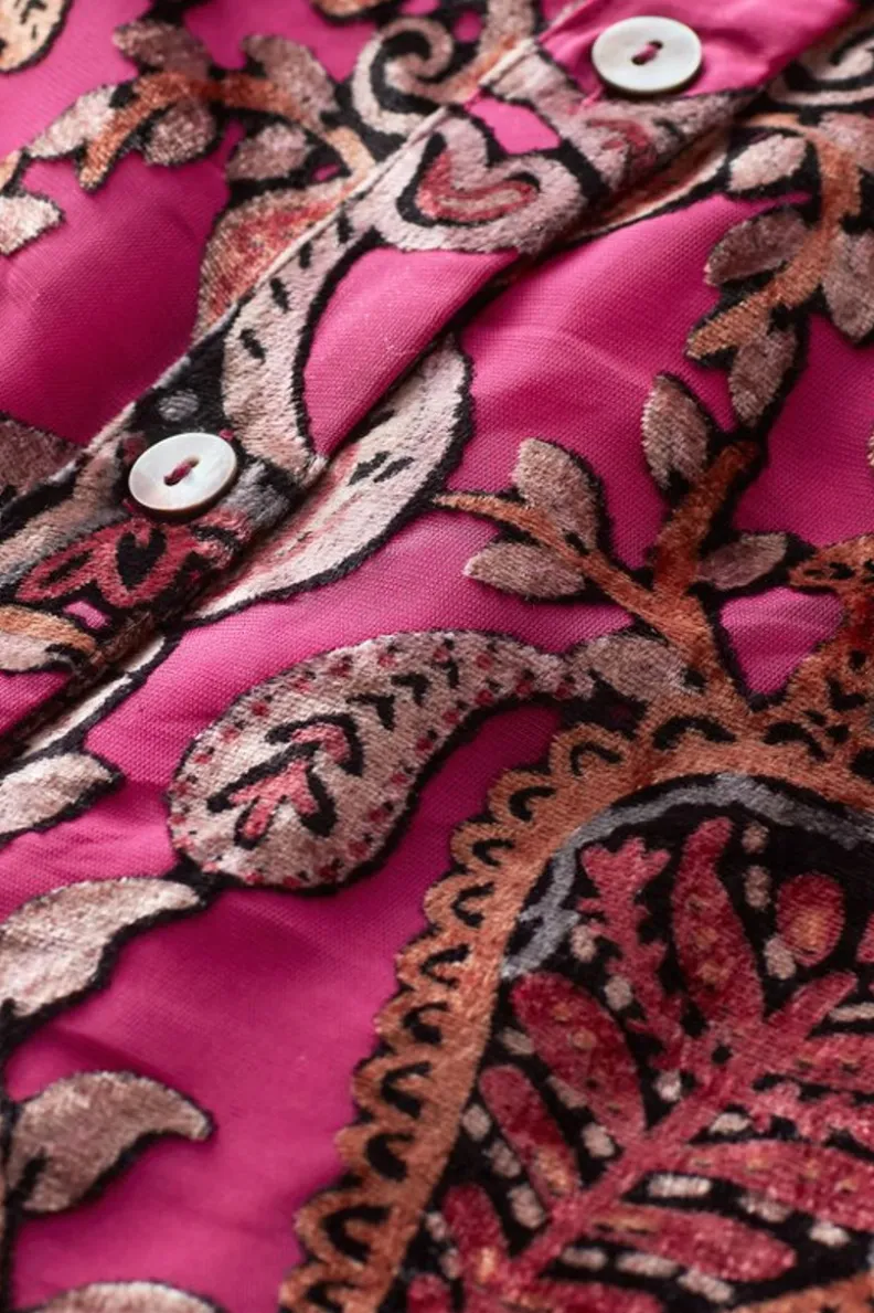 Fashion Soft Surroundings Bellarosa Velvet Tunic PinkScarfBurnout