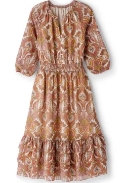 New Soft Surroundings Betsey Midi Dress GlobalScarfCreamCoral