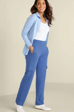 New Soft Surroundings Birdie French Terry Cargo Pants TrueNavy