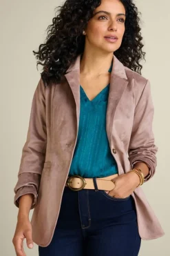 Fashion Soft Surroundings Breck Faux Suede Blazer Stone