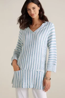 Hot Soft Surroundings Briza Stripe Tunic ChambrayBlue/WhiteStrip