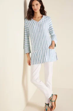 Hot Soft Surroundings Briza Stripe Tunic ChambrayBlue/WhiteStrip