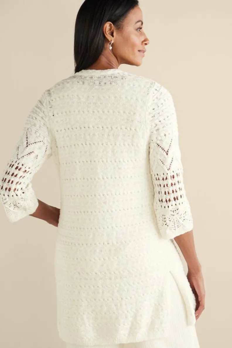 Fashion Soft Surroundings Calistoga Pointelle Cardigan GreenMilieu