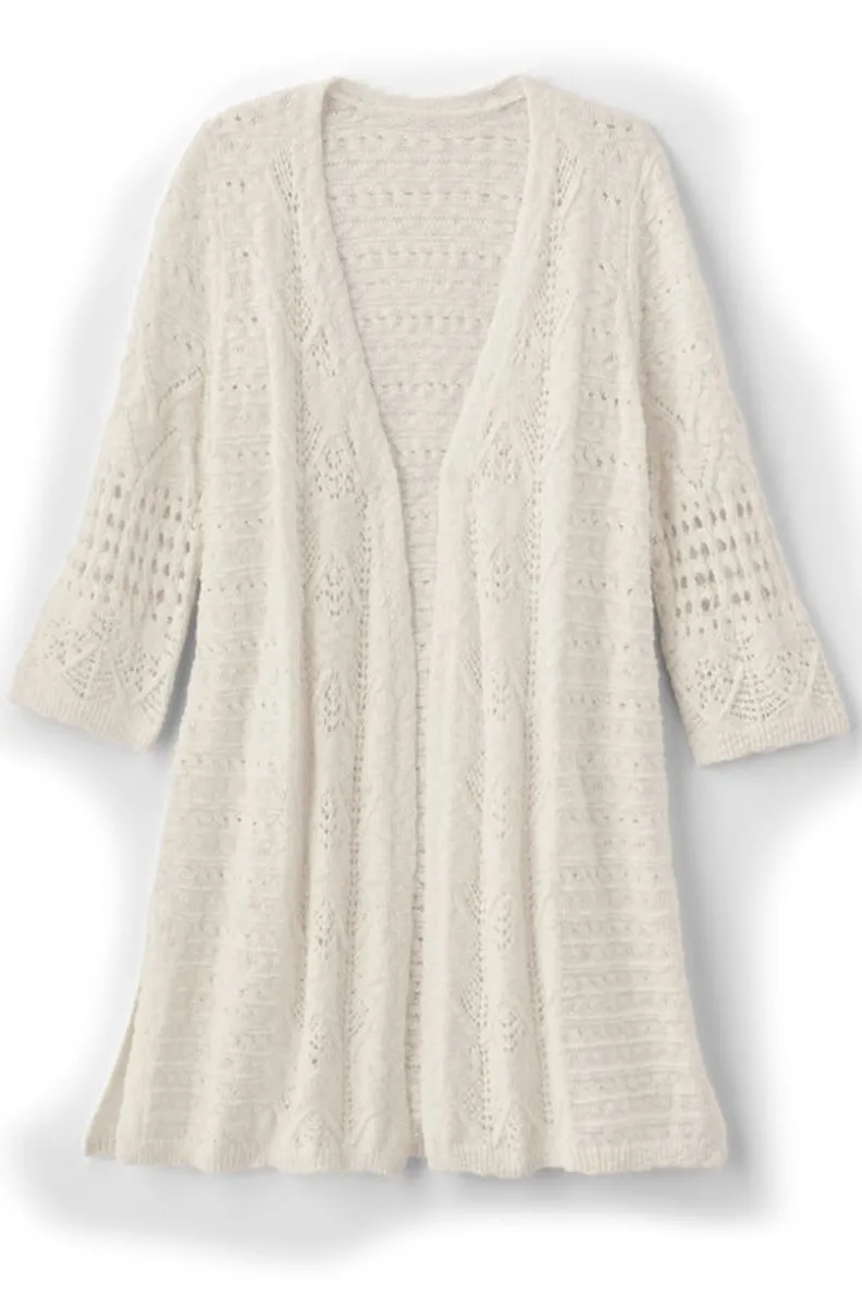 Fashion Soft Surroundings Calistoga Pointelle Cardigan GreenMilieu