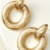 New Soft Surroundings Cara Hammered Hoop Earrings Gold
