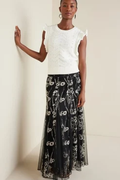 Outlet Soft Surroundings Celina Flutter Sleeve Sweater IvoryPearl