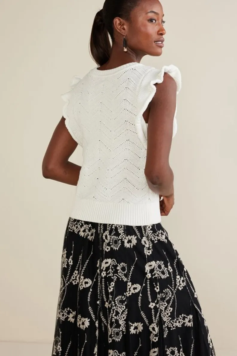 Outlet Soft Surroundings Celina Flutter Sleeve Sweater IvoryPearl