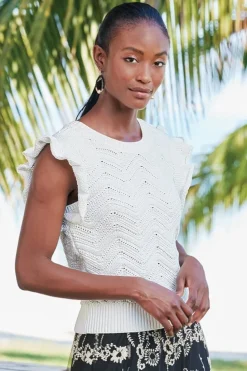 Outlet Soft Surroundings Celina Flutter Sleeve Sweater IvoryPearl