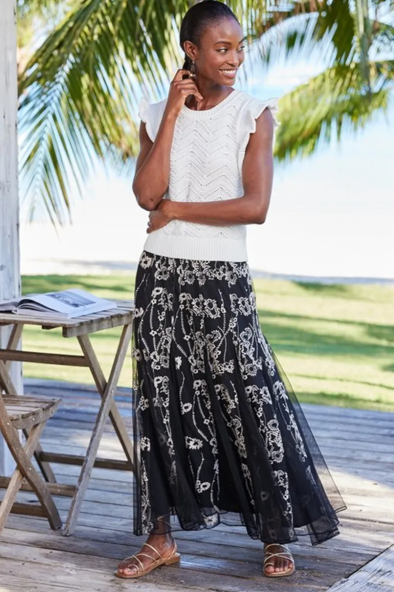 Outlet Soft Surroundings Celina Flutter Sleeve Sweater IvoryPearl