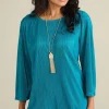 Fashion Soft Surroundings Cella Plisse Tunic DeepLagoon