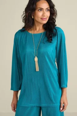 Fashion Soft Surroundings Cella Plisse Tunic DeepLagoon