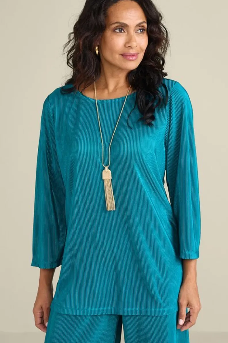 Fashion Soft Surroundings Cella Plisse Tunic DeepLagoon